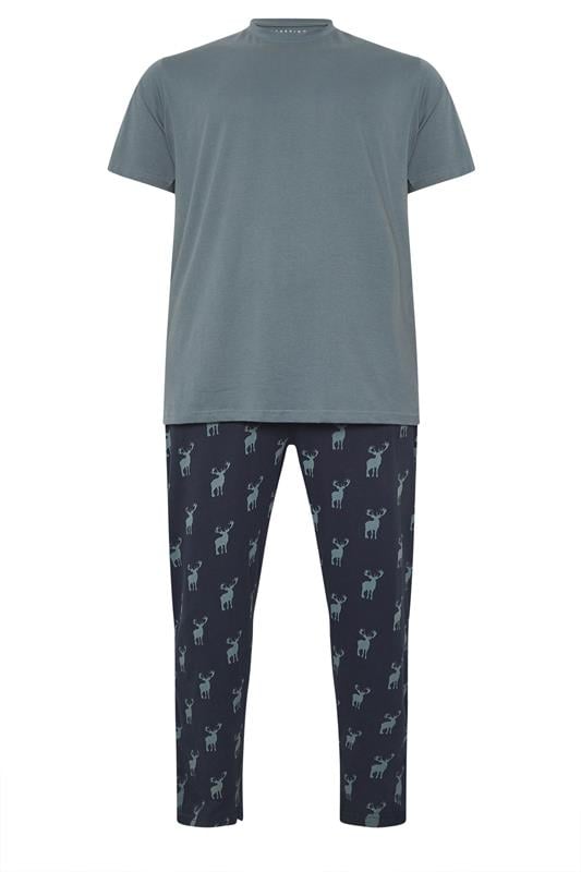 BadRhino Big & Tall Navy & Storm Blue Stag Pyjama Set | BadRhino 6