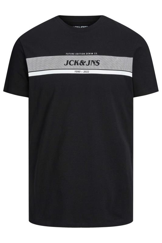 JACK & JONES Big & Tall Black Logo Stripe T-Shirt | BadRhino 2