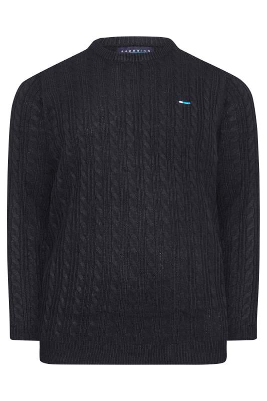 BadRhino Navy Blue Essential Cable Knitted Jumper | BadRhino 3