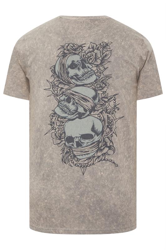 BadRhino Big & Tall Grey Acid Wash Skull Graphic T-Shirt | BadRhino 7