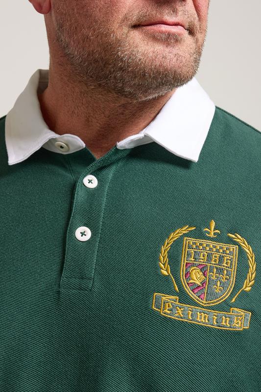 BadRhino Big & Tall Green Long Sleeve Embroidered Rugby Polo Shirt | BadRhino 4