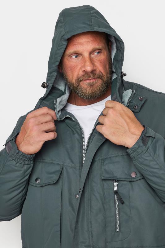 BadRhino Big & Tall Grey Fleece Lined Hooded Coat | BadRhino 2