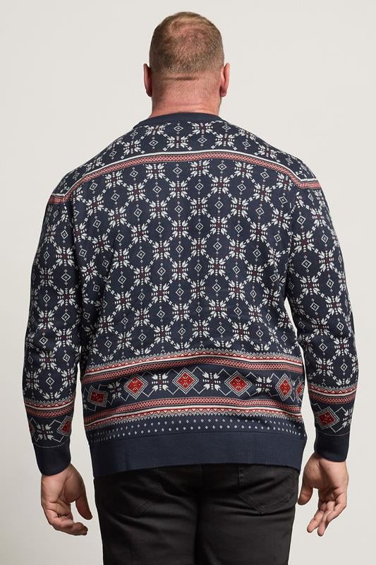BadRhino Big & Tall Navy Blue Fairisle Grinch Christmas Jumper | BadRhino 3
