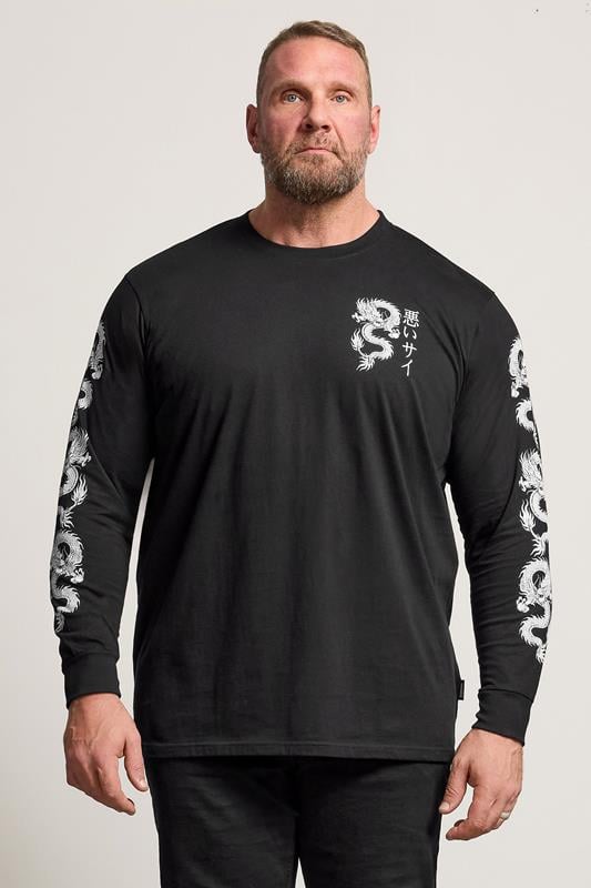 Men's  BadRhino Big & Tall Black Long Sleeve Dragon Graphic T-shirt