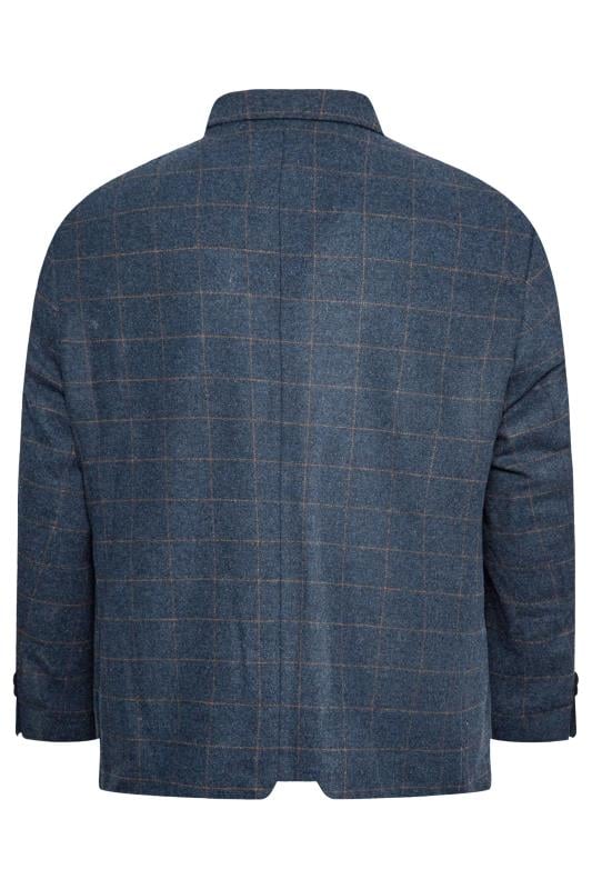 BadRhino Big & Tall Blue Tweed Check Wool Mix Suit Jacket | BadRhino 6