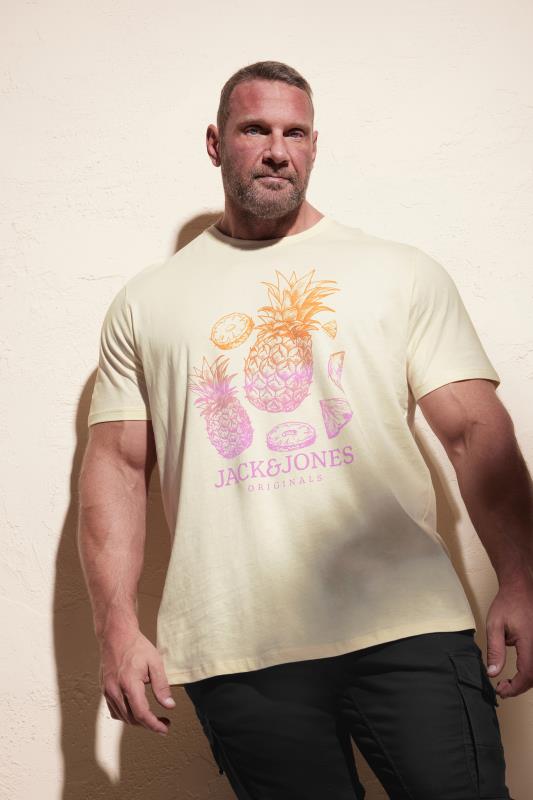 Men's  JACK & JONES Big & Tall Cream Pineapple Print T-Shirt