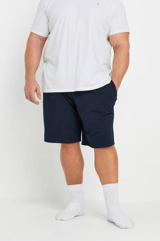 BadRhino Big & Tall White & Navy Blue Lounge Shorts & T-Shirt Set | BadRhino 4