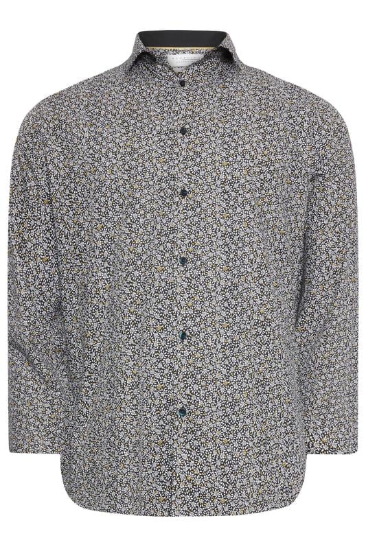 BadRhino Tailoring Big & Tall Premium Black Floral Print Long Sleeve Shirt | BadRhino 4