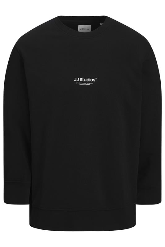 JACK & JONES Big & Tall Black JJ Studios Sweatshirt | BadRhino 1