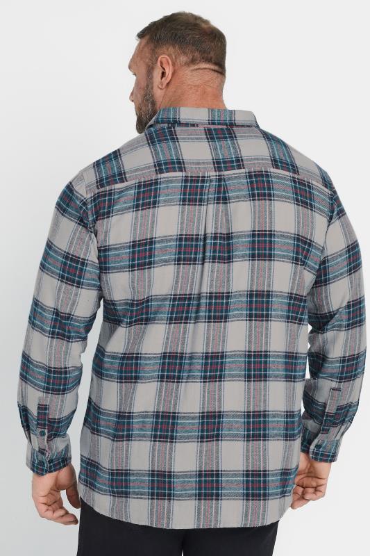 BadRhino Big & Tall Grey Check Print Long Sleeve Flannel Shirt | BadRhino 3