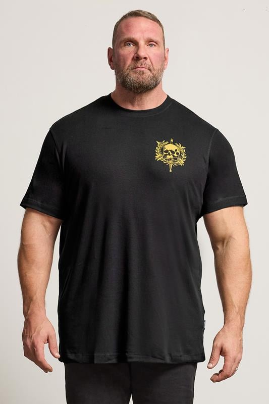 Men's  BadRhino Big & Tall Black Skull Emblem Extra Long Graphic T-Shirt