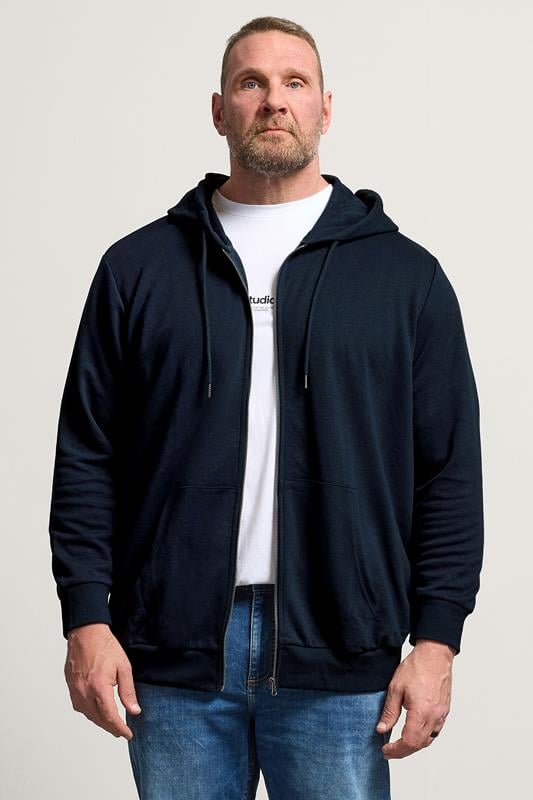  JACK & JONES Big & Tall Navy Zip Through Hoodie
