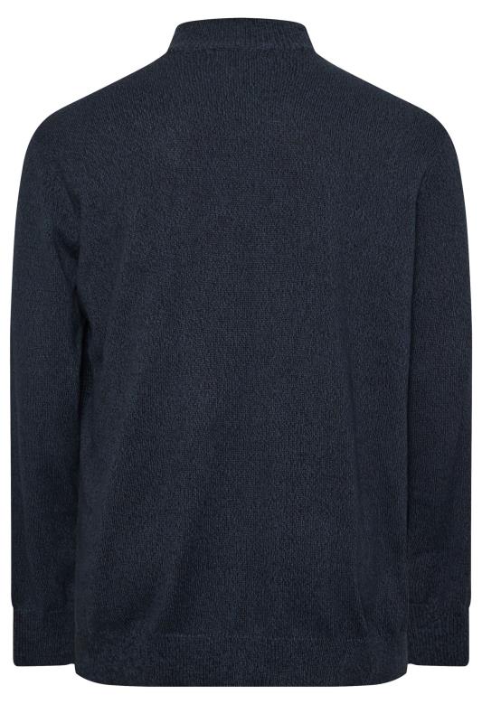 BadRhino Big & Tall Navy Blue Quarter Zip Cable Knit Jumper | BadRhino 5