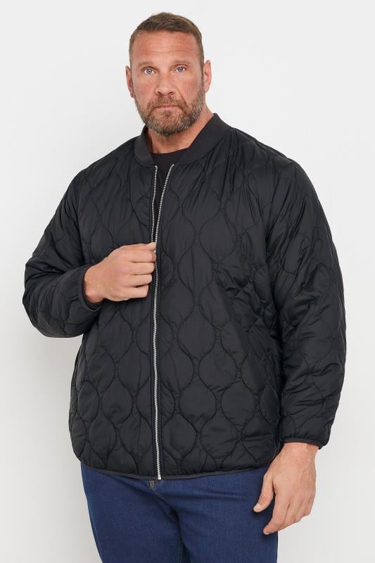 JACK & JONES Big & Tall Black Waterproof Quilted Jacket | BadRhino 2