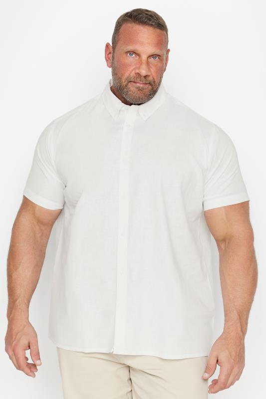 Men's  BadRhino Big & Tall White Short Sleeve Linen Shirt