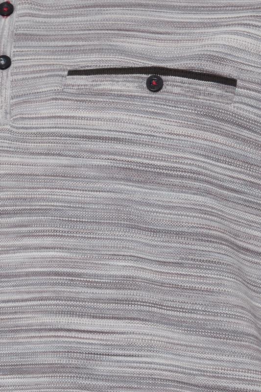 D555 Big & Tall Grey Marl Contrast Trim Polo Shirt | BadRhino 2