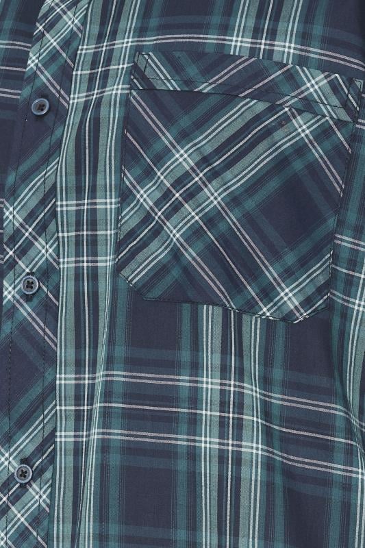 KAM Big & Tall Teal Green Long Sleeve Check Shirt | BadRhino 3