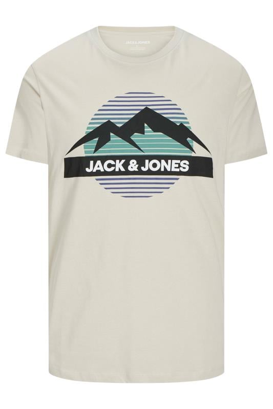 JACK & JONES Big & Tall White Mountain Print T-Shirt | BadRhino 1