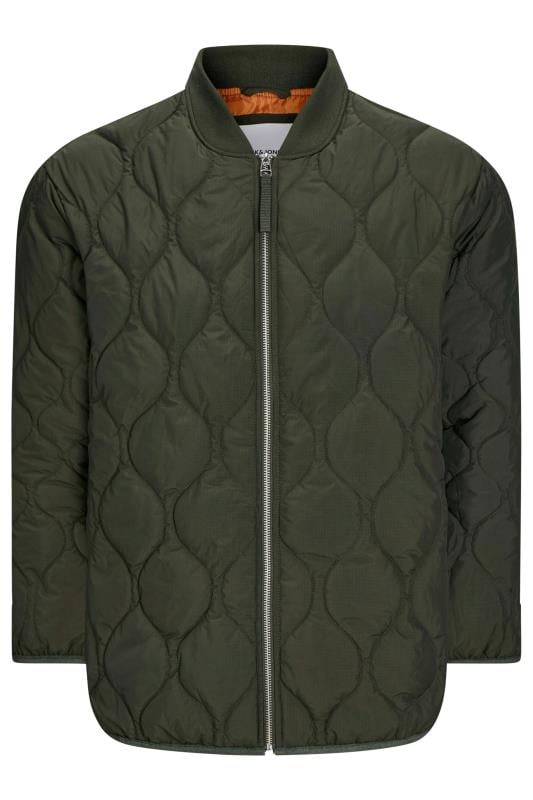 JACK & JONES Big & Tall Green Waterproof Quilted Jacket | BadRhino 1