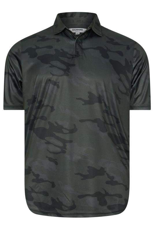 BadRhino Golf Big & Tall Black Camo Print Polo Shirt | BadRhino 3