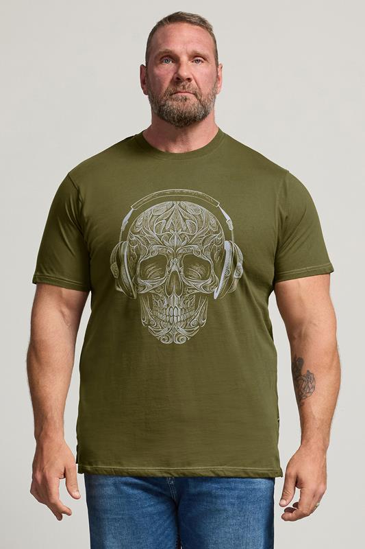  KAM Big & Tall Dark Olive Skull Print T-Shirt