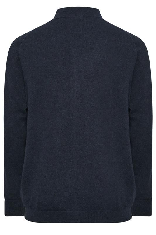 Lyle & Scott Big & Tall Navy Blue Lambswool Blend Quarter Zip Jumper | BadRhino 2