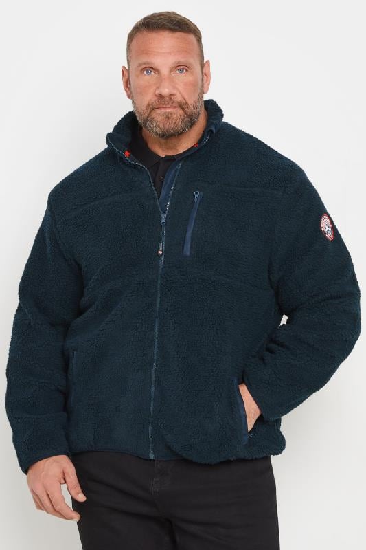 Men's  D555 Big & Tall Navy Zip Through Sherpa Fleece Jacket