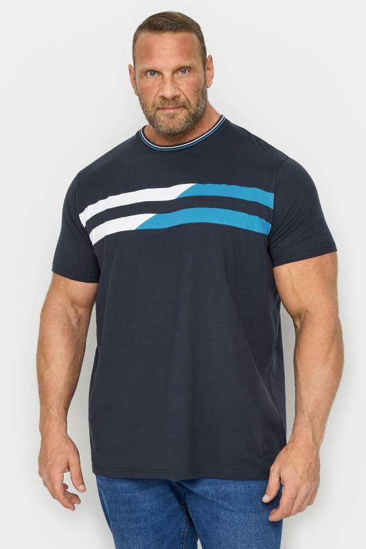 Men's  BadRhino Big & Tall Navy Blue & White Chest Stripe T-Shirt
