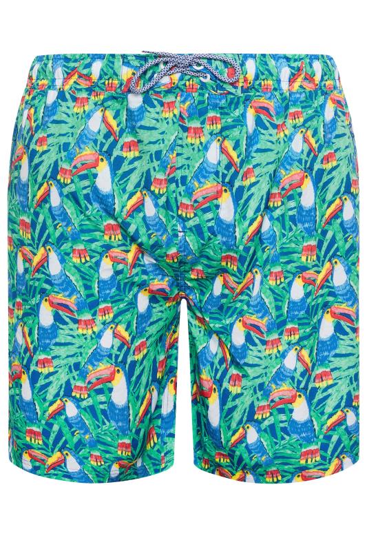 Men's  KAM Big & Tall Green Parrot Print Swim Shorts