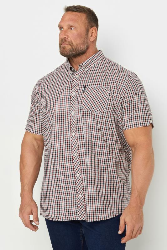Men's  BEN SHERMAN Big & Tall Red Signature Gingham Check Short Sleeve Shirt