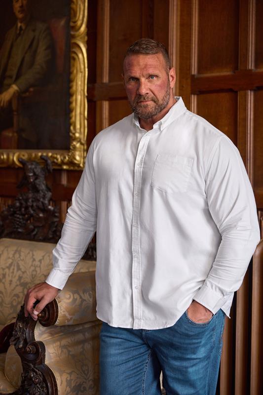 Men's  BadRhino Big & Tall Premium White Long Sleeve Oxford Cotton Shirt