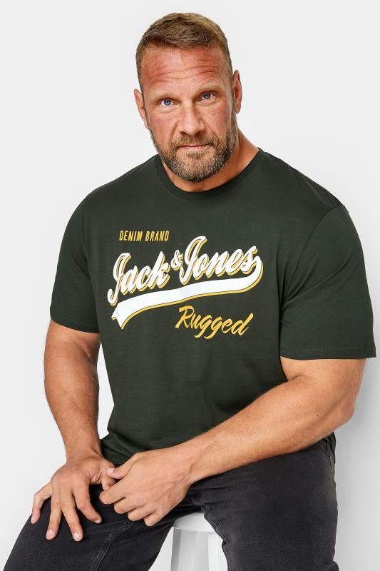 Men's  JACK & JONES Big & Tall Dark Green Logo Print T-Shirt