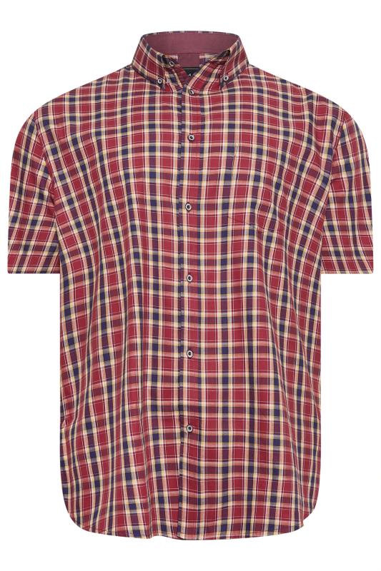 KAM Big & Tall Red Multi Short Sleeve Check Shirt | BadRhino 3
