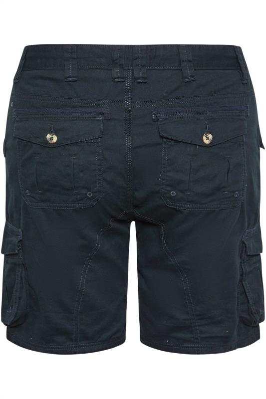 D555 Big & Tall Navy Blue Cotton Cargo Shorts | BadRhino 4