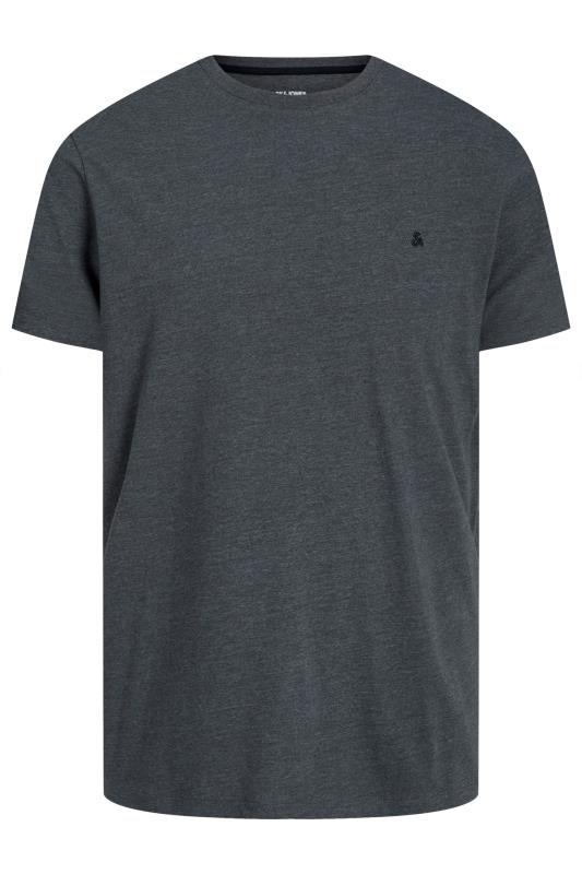 JACK & JONES Big & Tall Dark Grey Crew Neck Logo T-Shirt | BadRhino 2