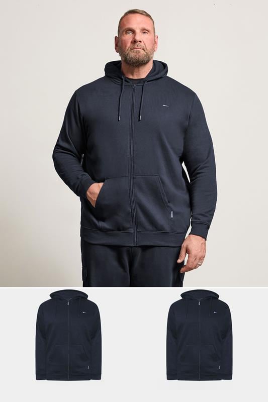 Men's  BadRhino Big & Tall 2 PACK Navy Blue Zip Through Hoodies