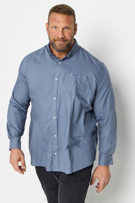 Men's  BadRhino Big & Tall Storm Blue Long Sleeve Oxford Shirt