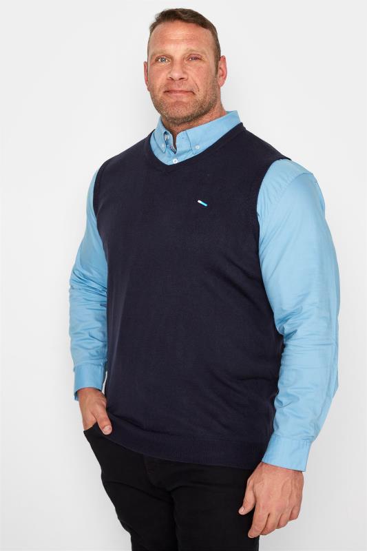 Men's  BadRhino Big & Tall Navy Blue Sleeveless Knitted Jumper