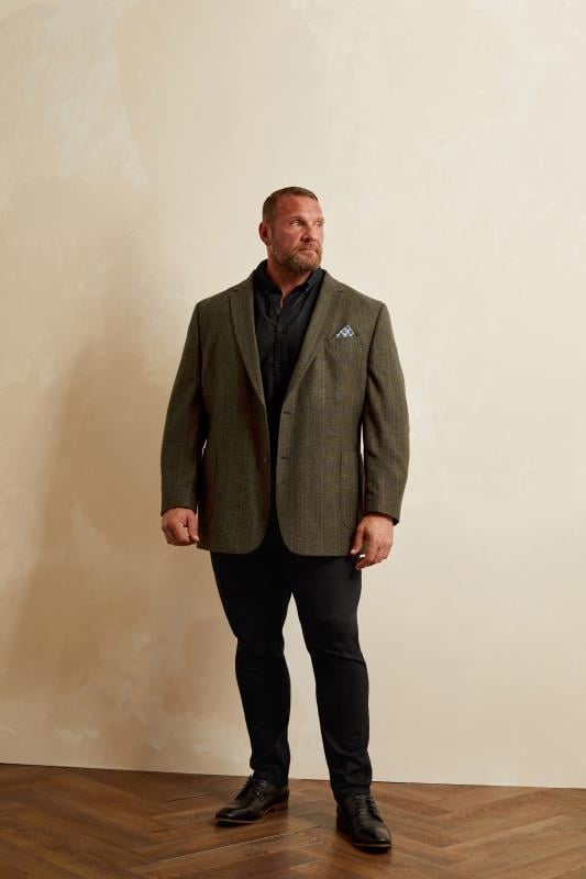 BadRhino Big & Tall Brown Tweed Checked Suit Jacket | BadRhino 2