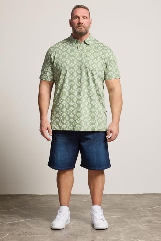 KAM Big & Tall Sage Green Floral Print Polo Shirt | BadRhino 1