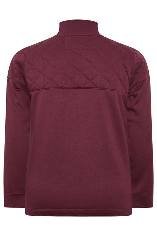 D555 Big & Tall Burgundy Red Quilted Quarter Zip Sweatshirt | BadRhino 2