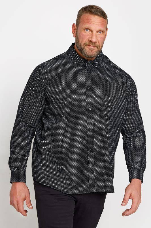Men's  BadRhino Big & Tall Black Geometric Print Poplin Long Sleeve Shirt