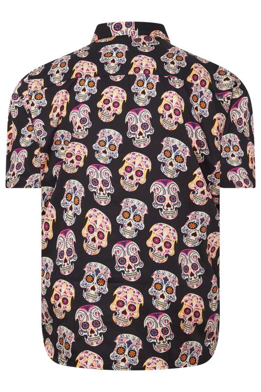 KAM Big & Tall Black Abstract Skull Print Short Sleeve Shirt | BadRhino 4