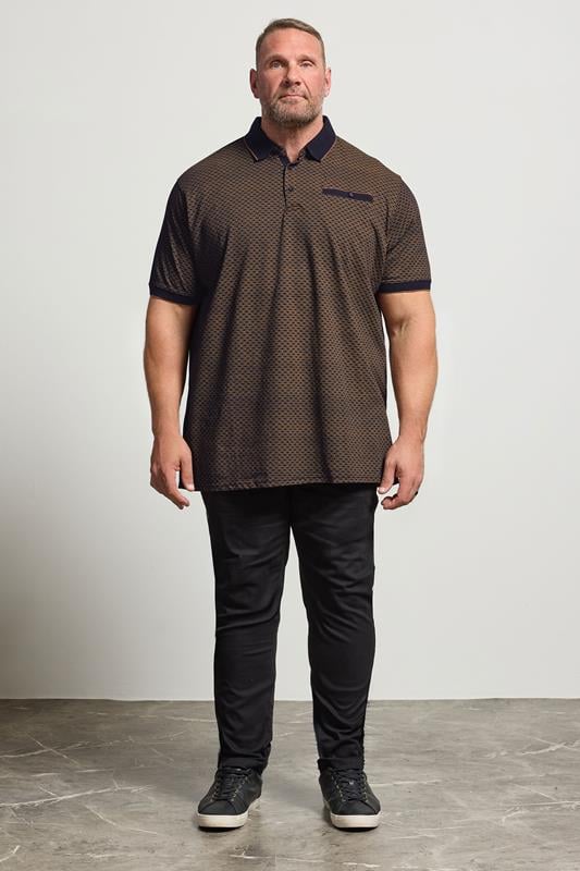 D555 Big & Tall Black Jacquard Polo Shirt | BadRhino 2