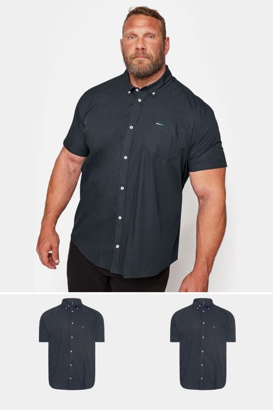 Men's  BadRhino Big & Tall Navy Blue 2 PACK Short Sleeve Oxford Shirts