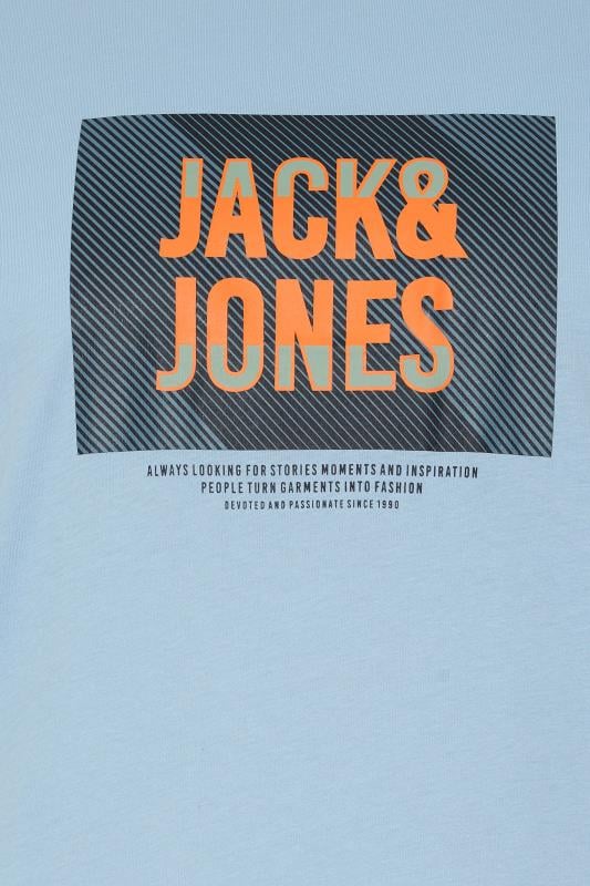 JACK & JONES Big & Tall 3 PACK Blue Branded Logo Print T-Shirts | BadRhino 6