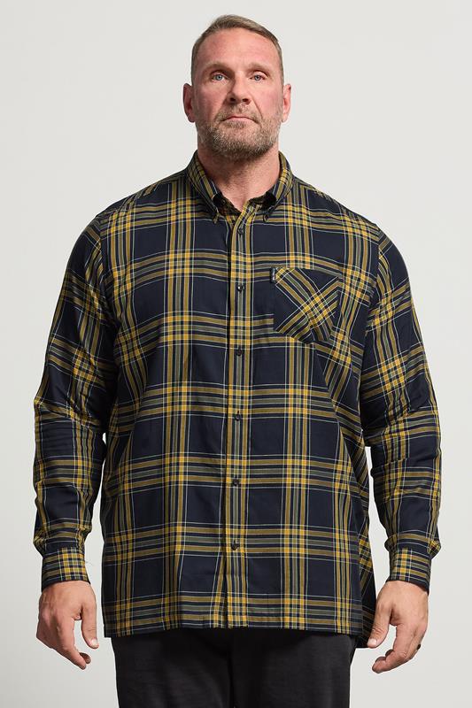 Men's  BEN SHERMAN Big & Tall Navy Blue & Yellow Check Shirt