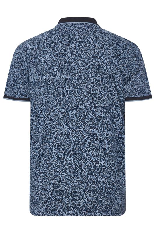 LAMBRETTA Big & Tall Navy Blue Paisley Print Polo Shirt | BadRhino 2