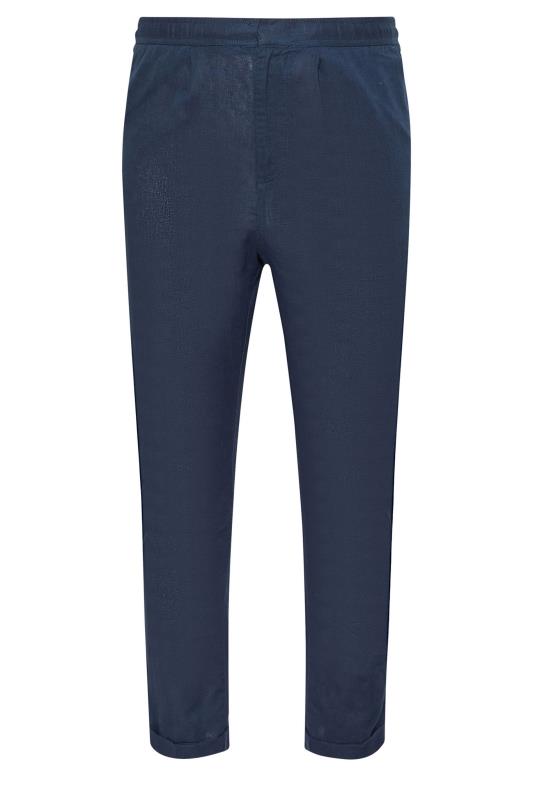 BadRhino Big & Tall Navy Blue Linen Trousers | BadRhino 5