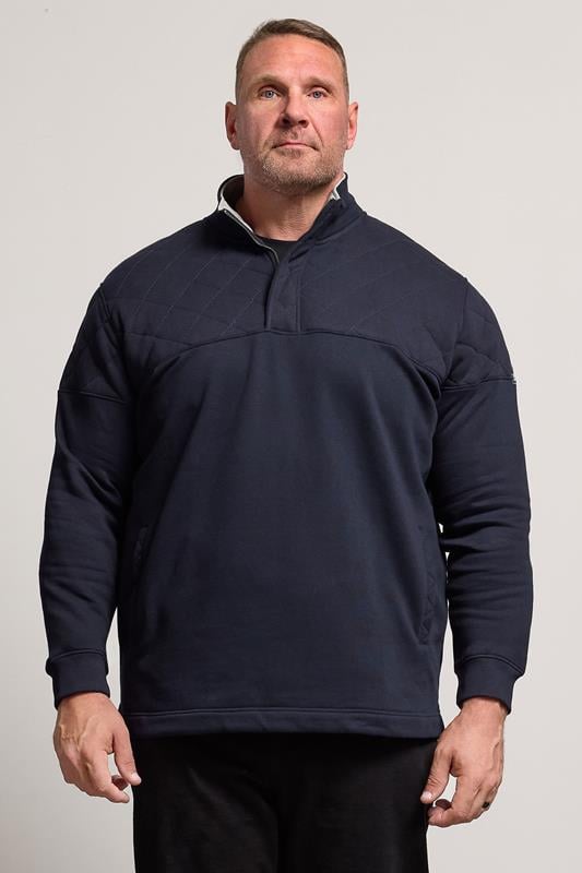 Men's  BadRhino Big & Tall Navy Blue Diamond Quilted Quarter Zip Sweatshirt